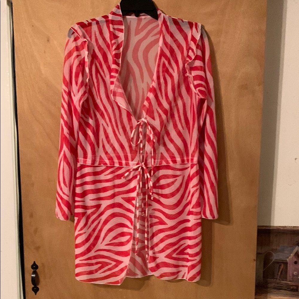 Pink and White Zebra Print Cover-Up